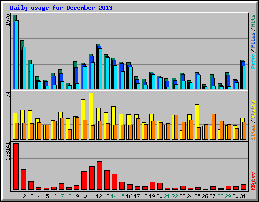 Daily usage for December 2013