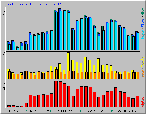 Daily usage for January 2014