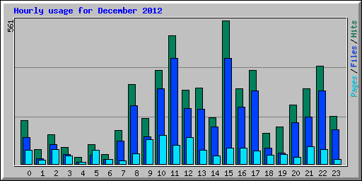 Hourly usage for December 2012