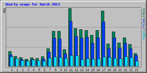 Hourly usage for March 2013